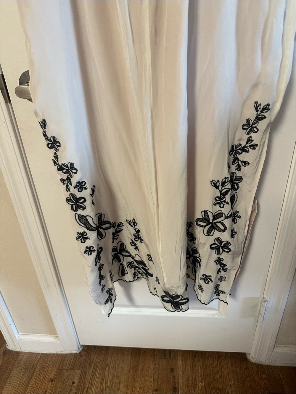 J. Crew Ivory Maxi Dress with Black Floral Embroidery - Picture 14 of 16